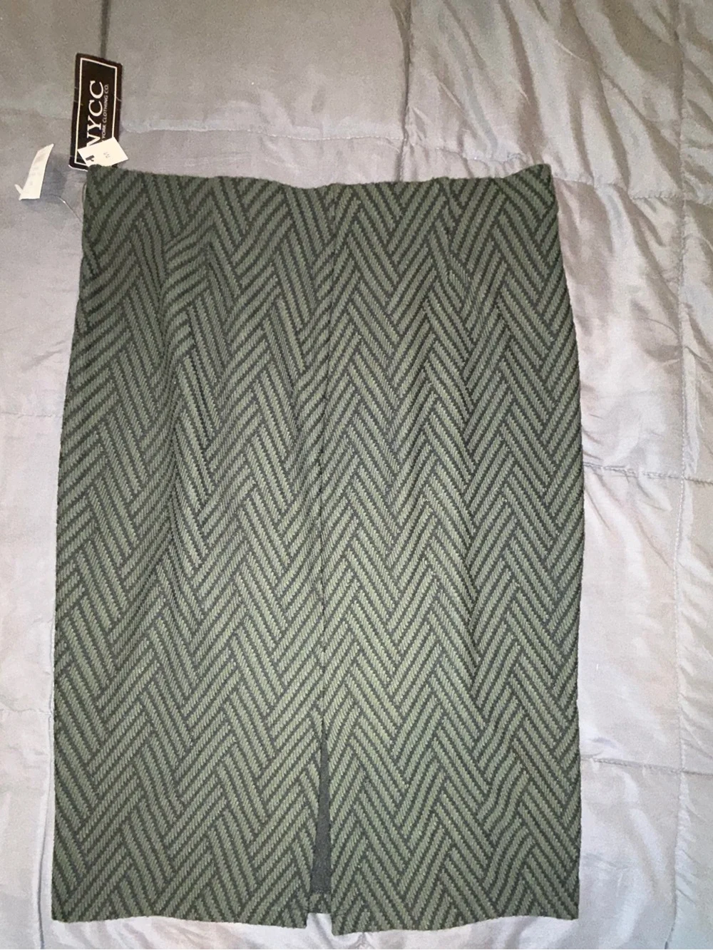 NWT NYCC Green & Black Herringbone Pencil Skirt Size Medium